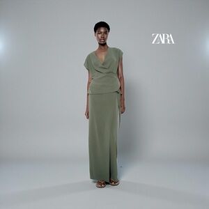 Zara, Sage Green Wrap Blouse, XL